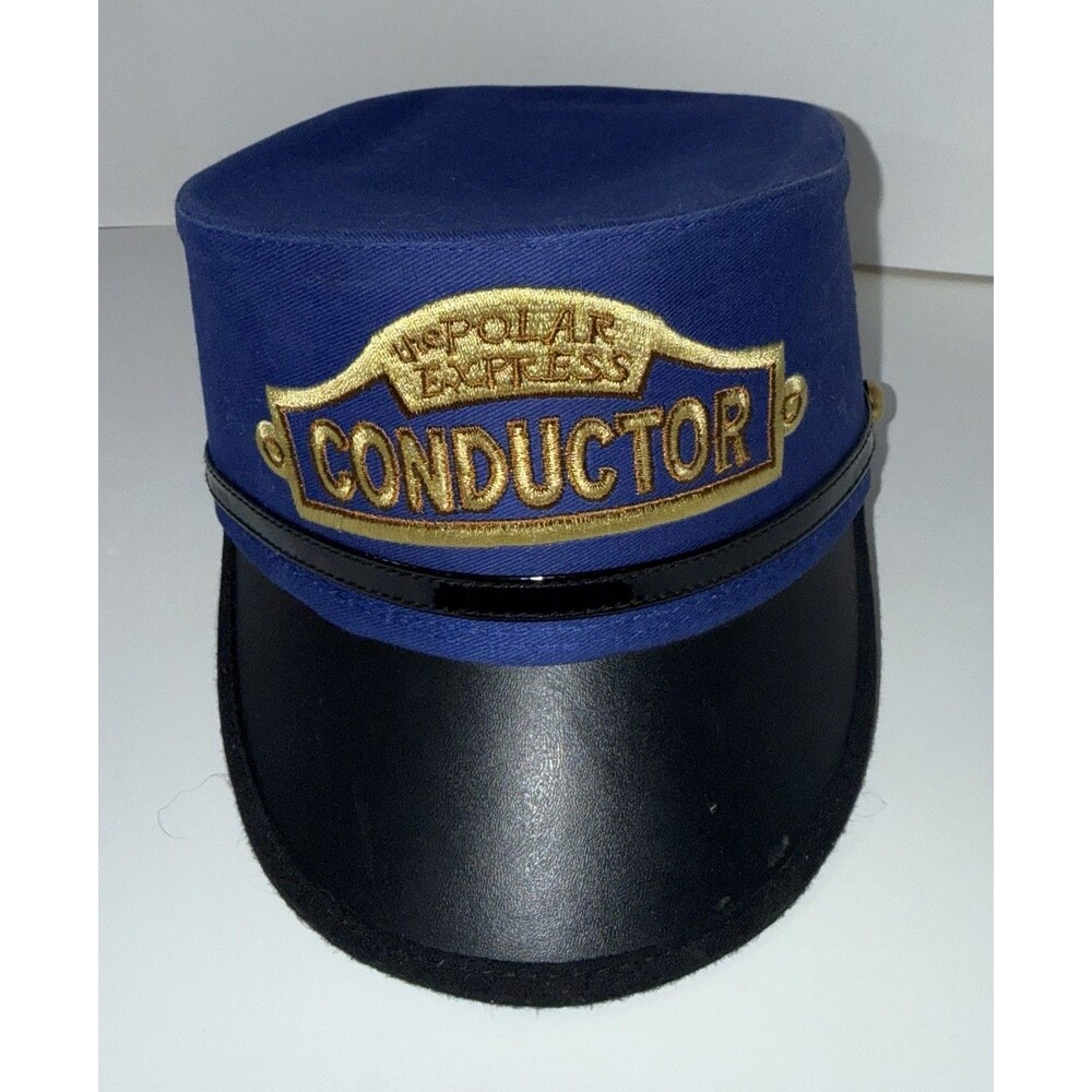 The Polar Express Conductor Hat Youth Blue Gold Embroidered Warner Bros Costume